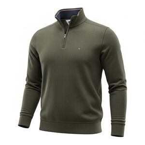 Tommy Hilfiger Men's Medium Grey Sweatshirt 1/4 Zip Casual Pullover